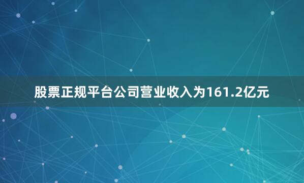 股票正规平台公司营业收入为161.2亿元